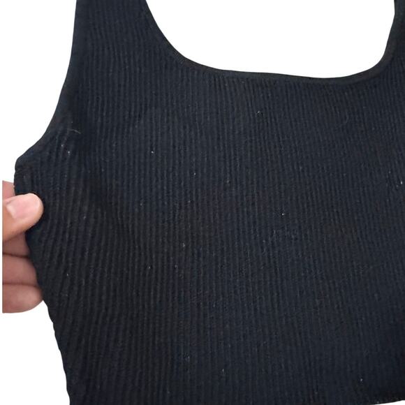 Babaton Sculpt Knit Tank Top Black Ribbed Square Neck Crop Top Size Small - Picture 2 of 5